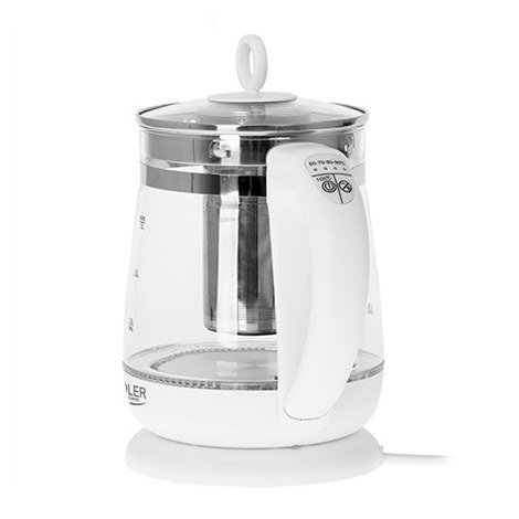 Adler | Kettle | AD 1299 | Electric | 2200 W | 1.5 L | Glass/Stainless steel | 360° rotational base | White - 4